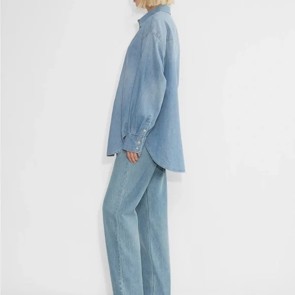 Aritzia Denim Forum The 90s Classic Denim Shirt 90'S Vintage Bleu Size XS - Picture 6 of 14